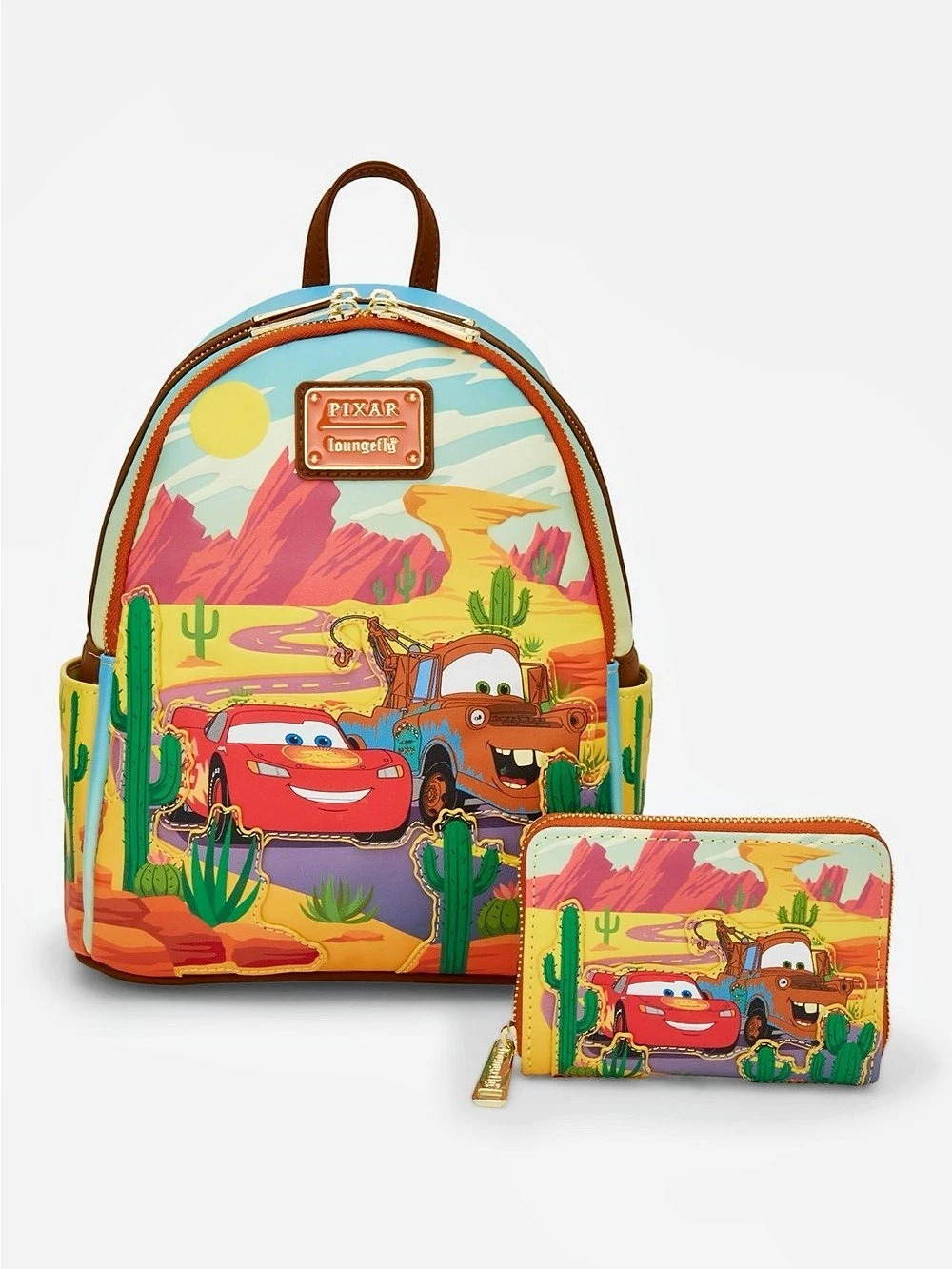 Loungefly Disney Pixar Cars Duo Radiator Springs Mini Backpack and Wallet NWT